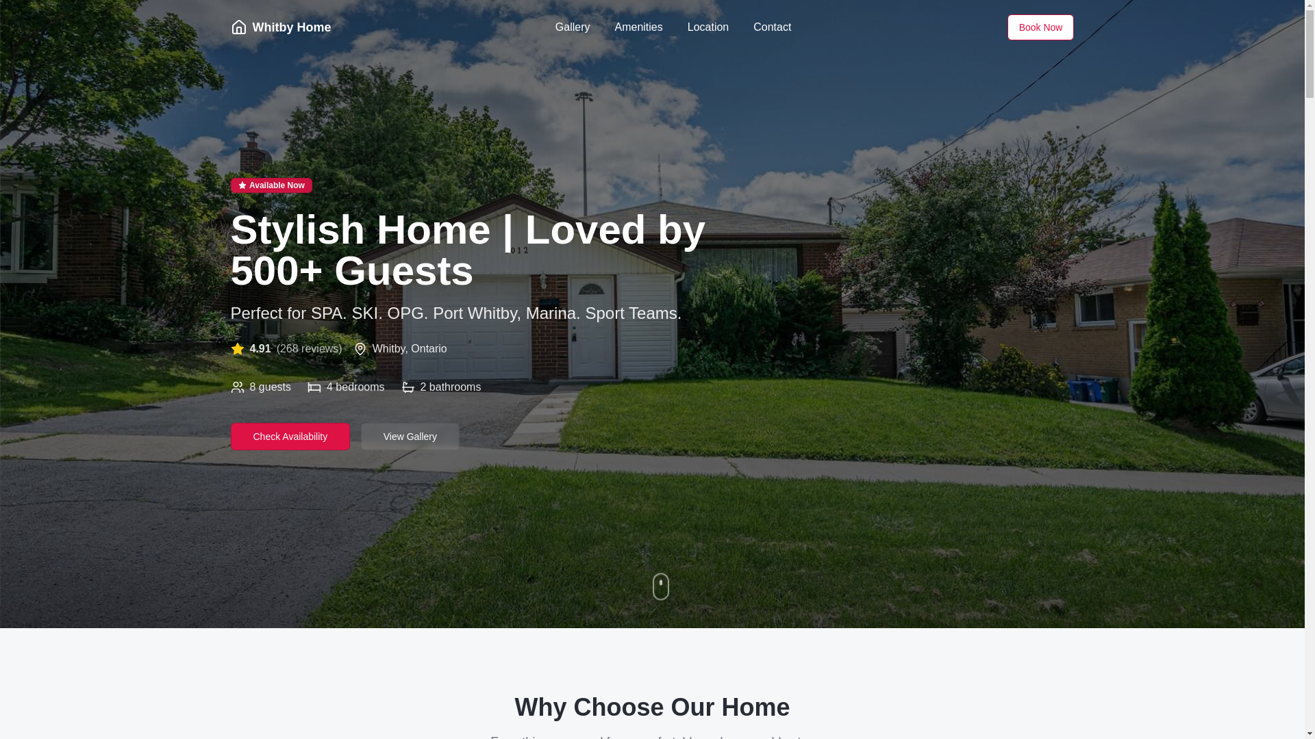 website screenshot of https://whitbystay.ca/