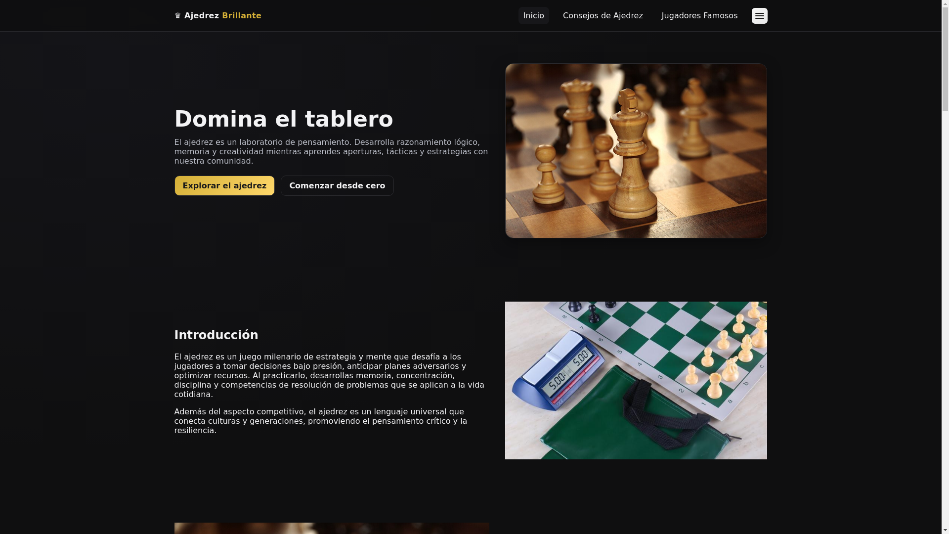 website screenshot of https://ajedrezbrillante.online/