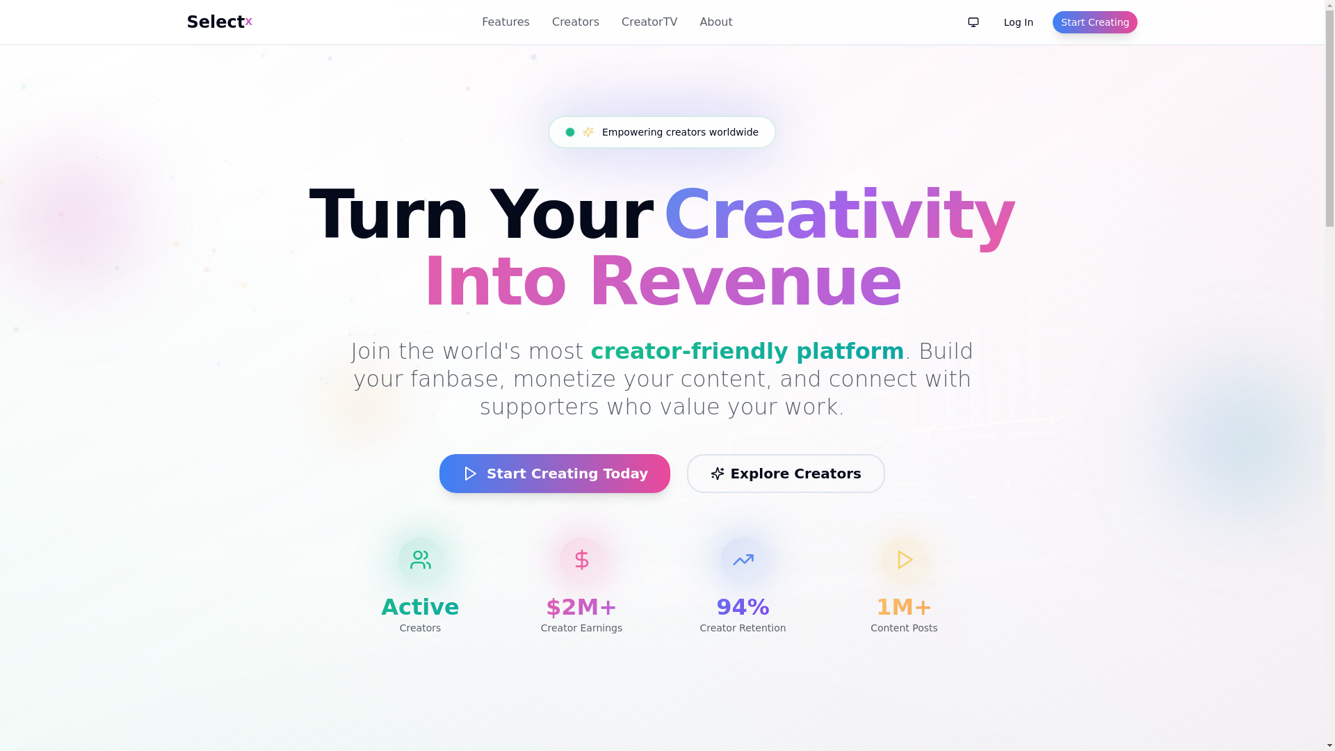 website screenshot of https://selectbackend.com/