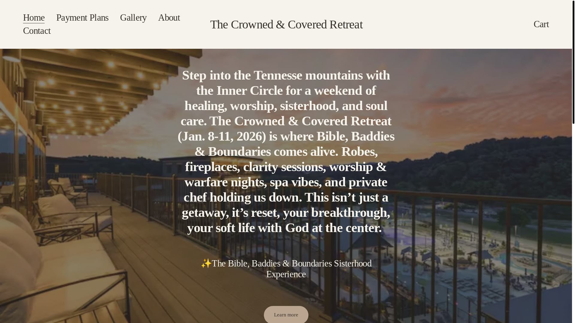 website screenshot of https://thecrownedcoveredretreat.com/