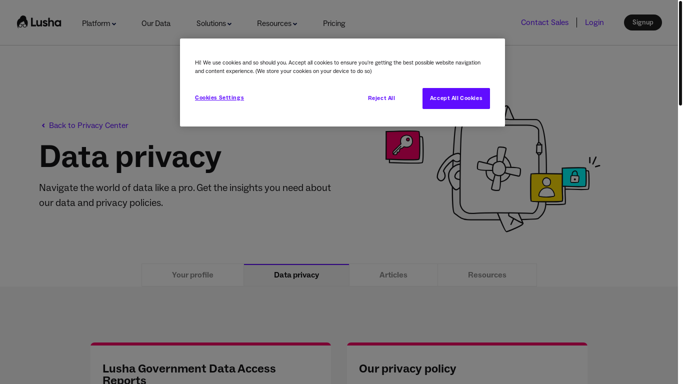 website screenshot of https://www.lusha.com/privacy_topic/data-privacy/