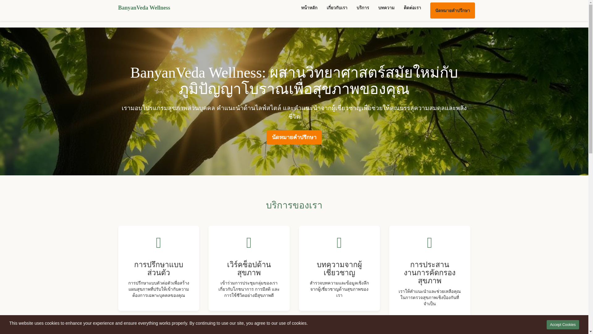 website screenshot of https://banyanvedawellnessa.com/