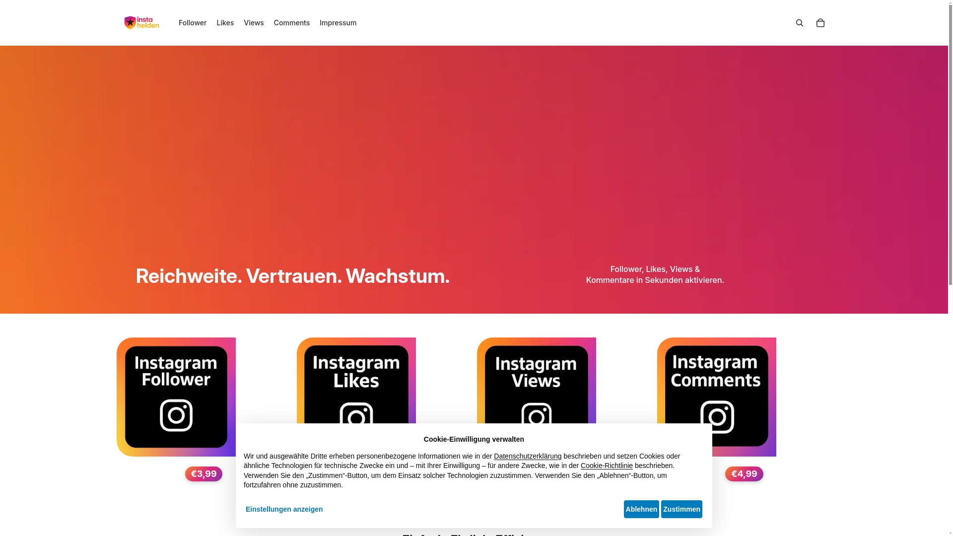 website screenshot of https://instahelden.de/