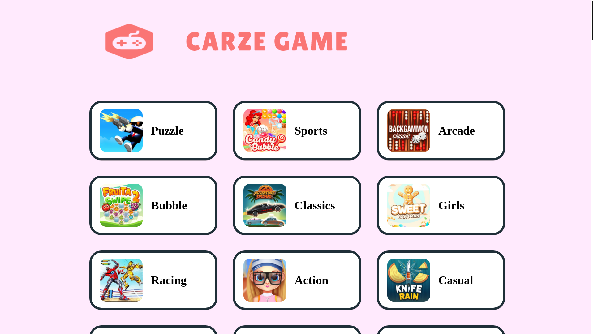 website screenshot of https://carzegame.com/
