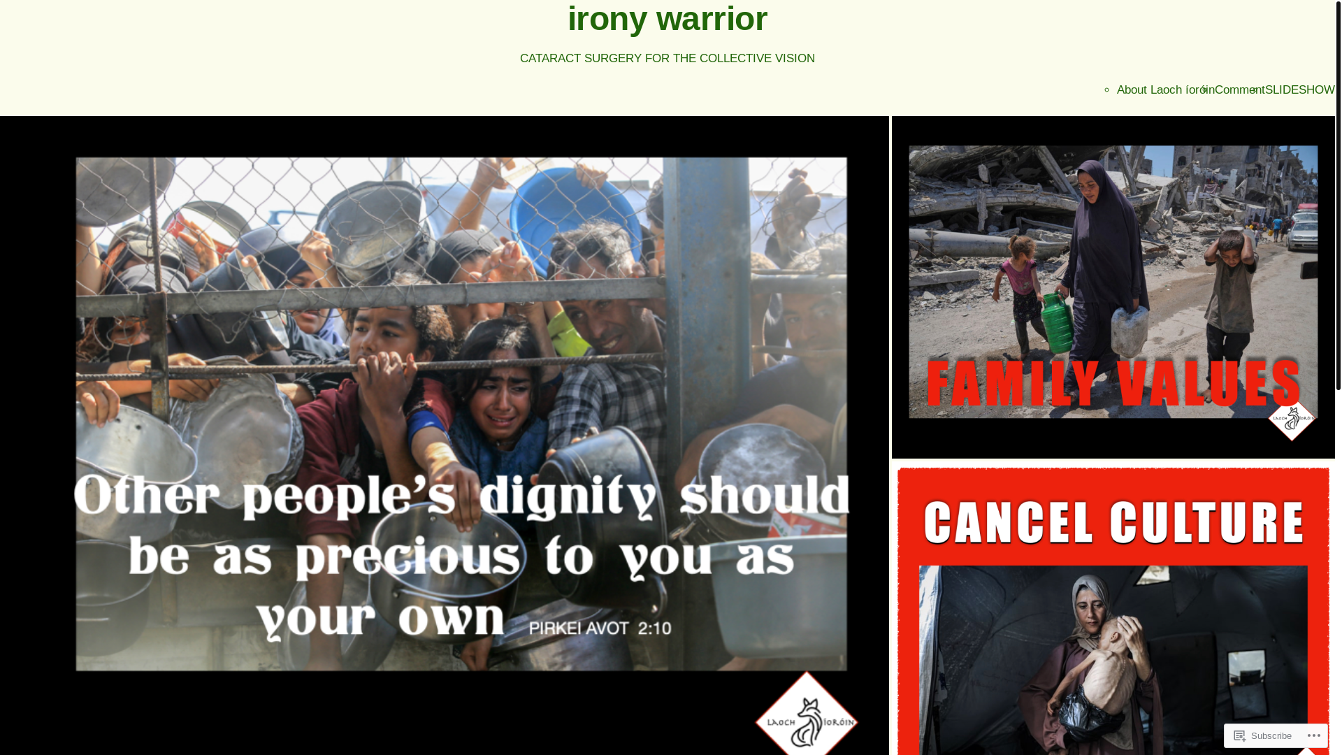 website screenshot of https://ironywarrior.net/