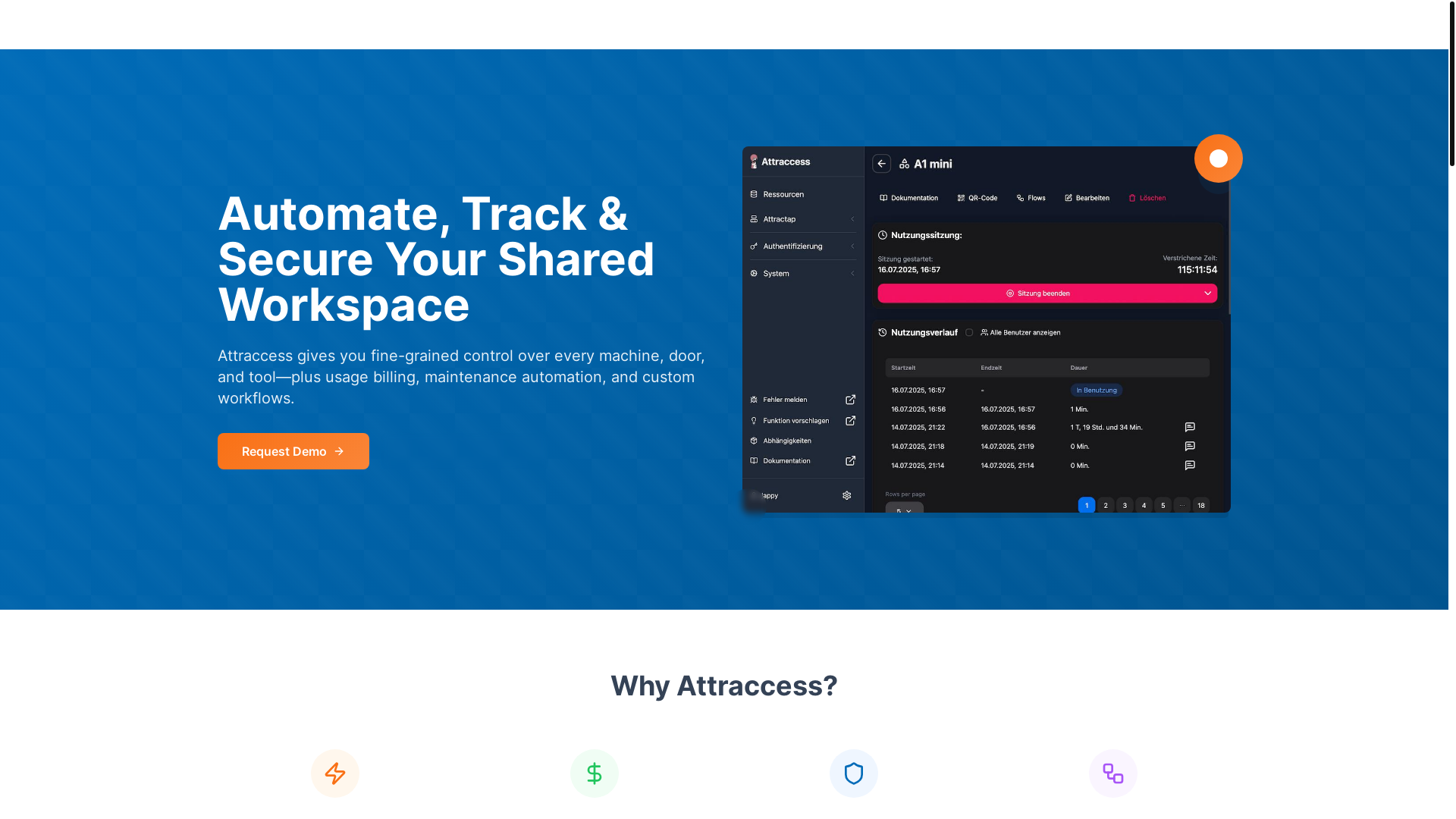 website screenshot of https://attraccess.com/