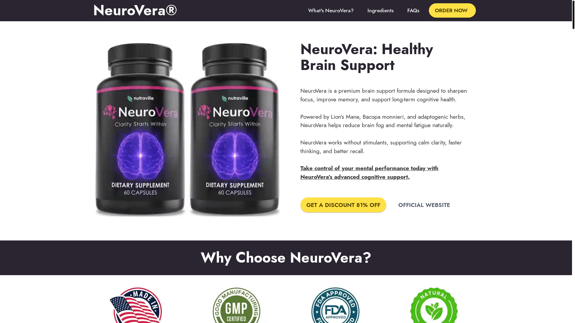 website screenshot of https://neurosvera.com/