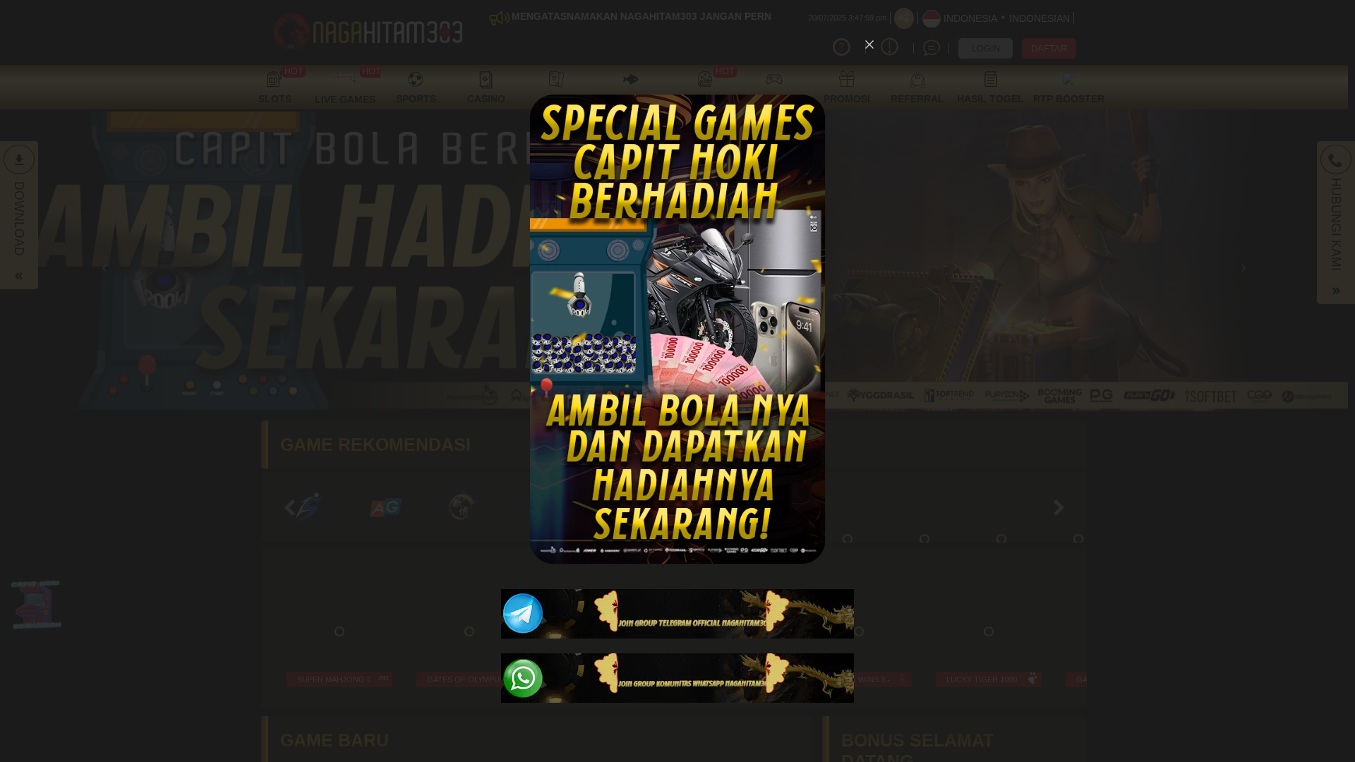 website screenshot of https://nagahitam303lb.life/