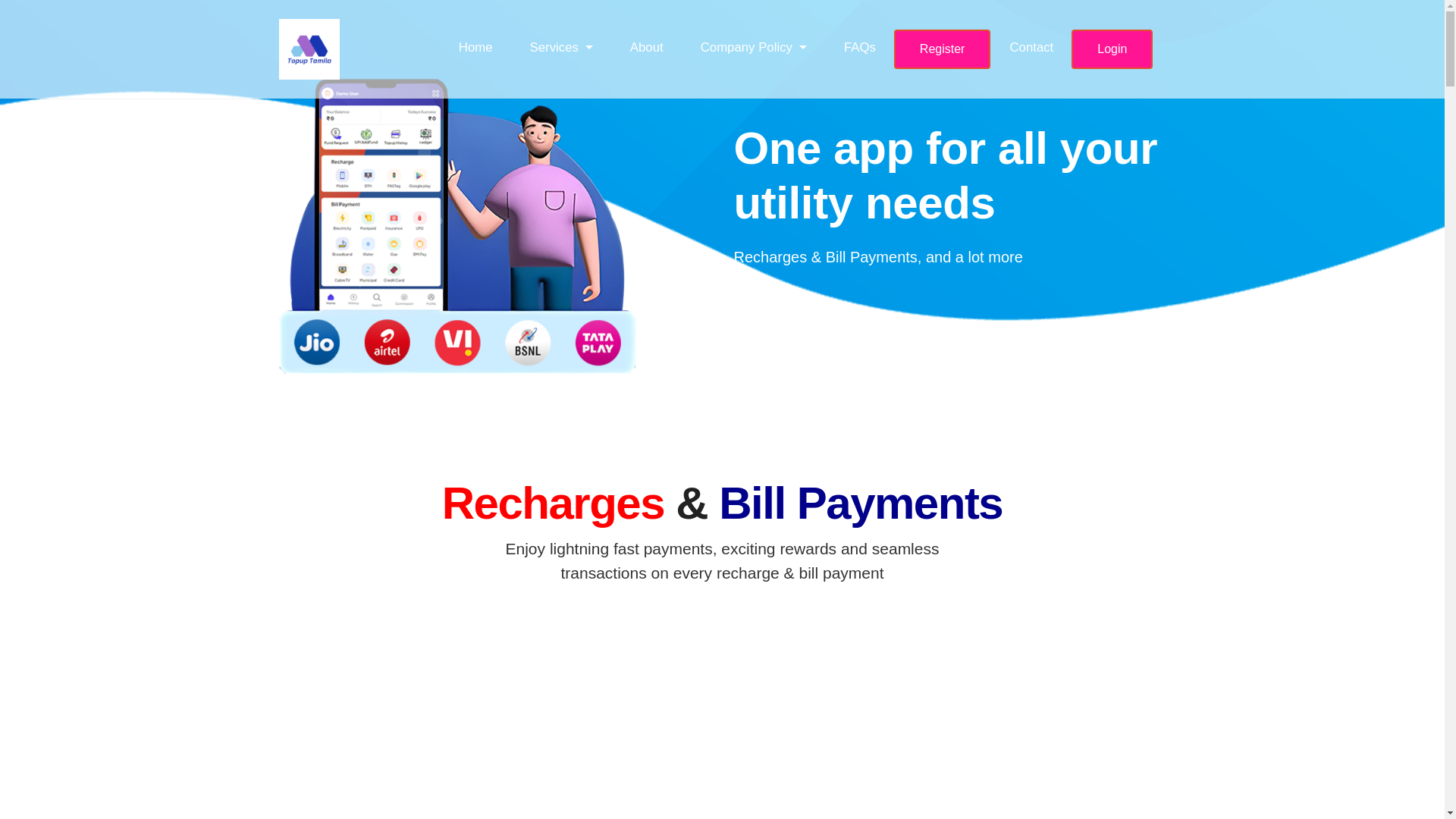 website screenshot of https://topuptamila.co.in/