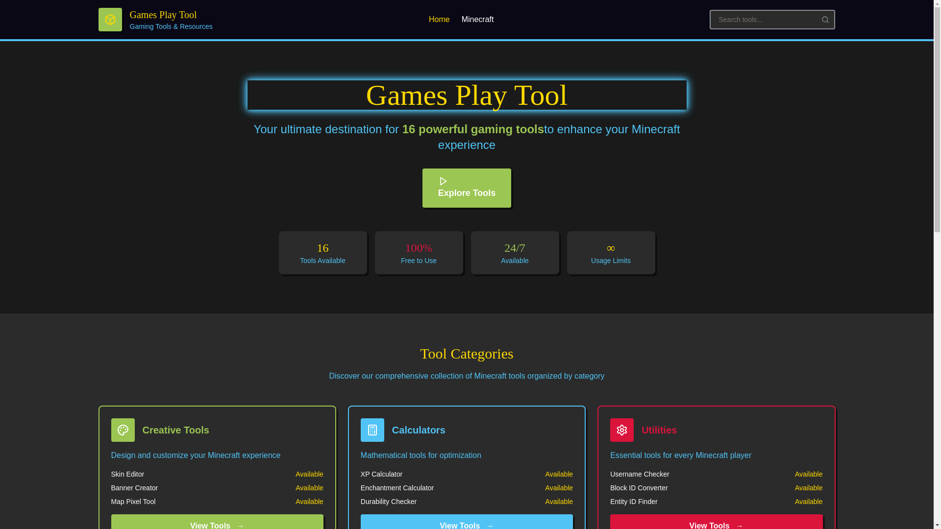 website screenshot of https://gamesplaytool.com/