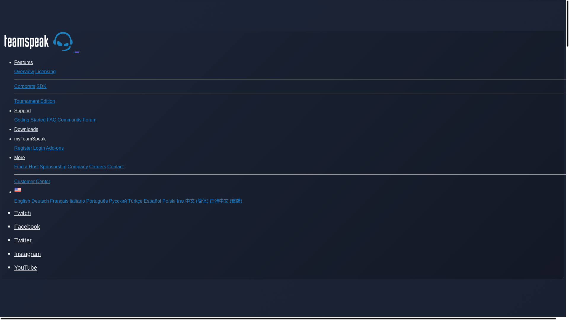 website screenshot of https://teamspeak.com