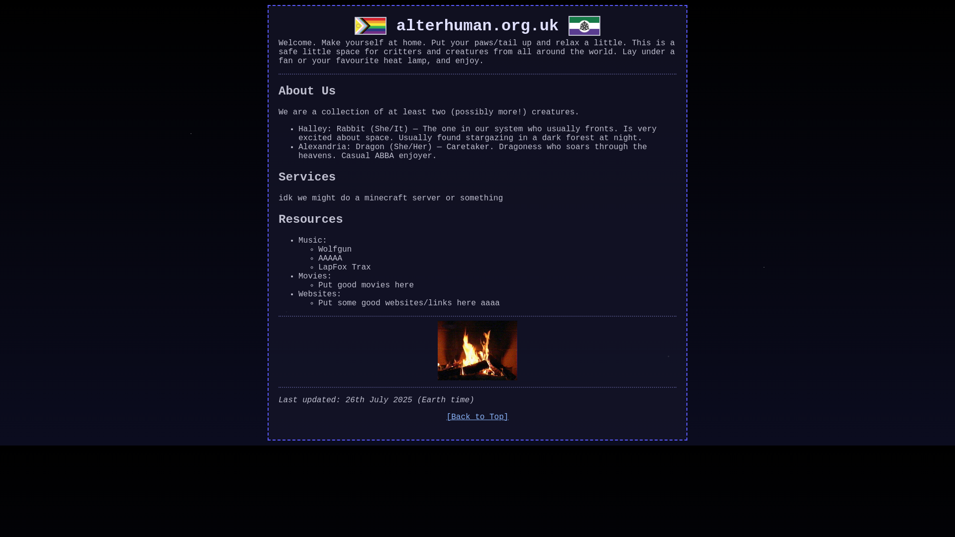 website screenshot of https://alterhuman.org.uk/