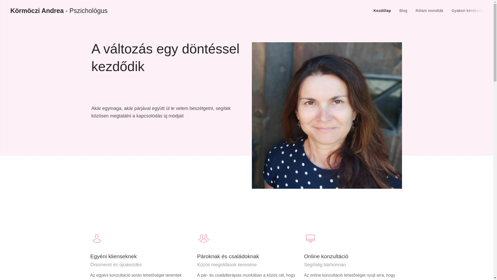 website screenshot of https://kormocziandrea.hu/