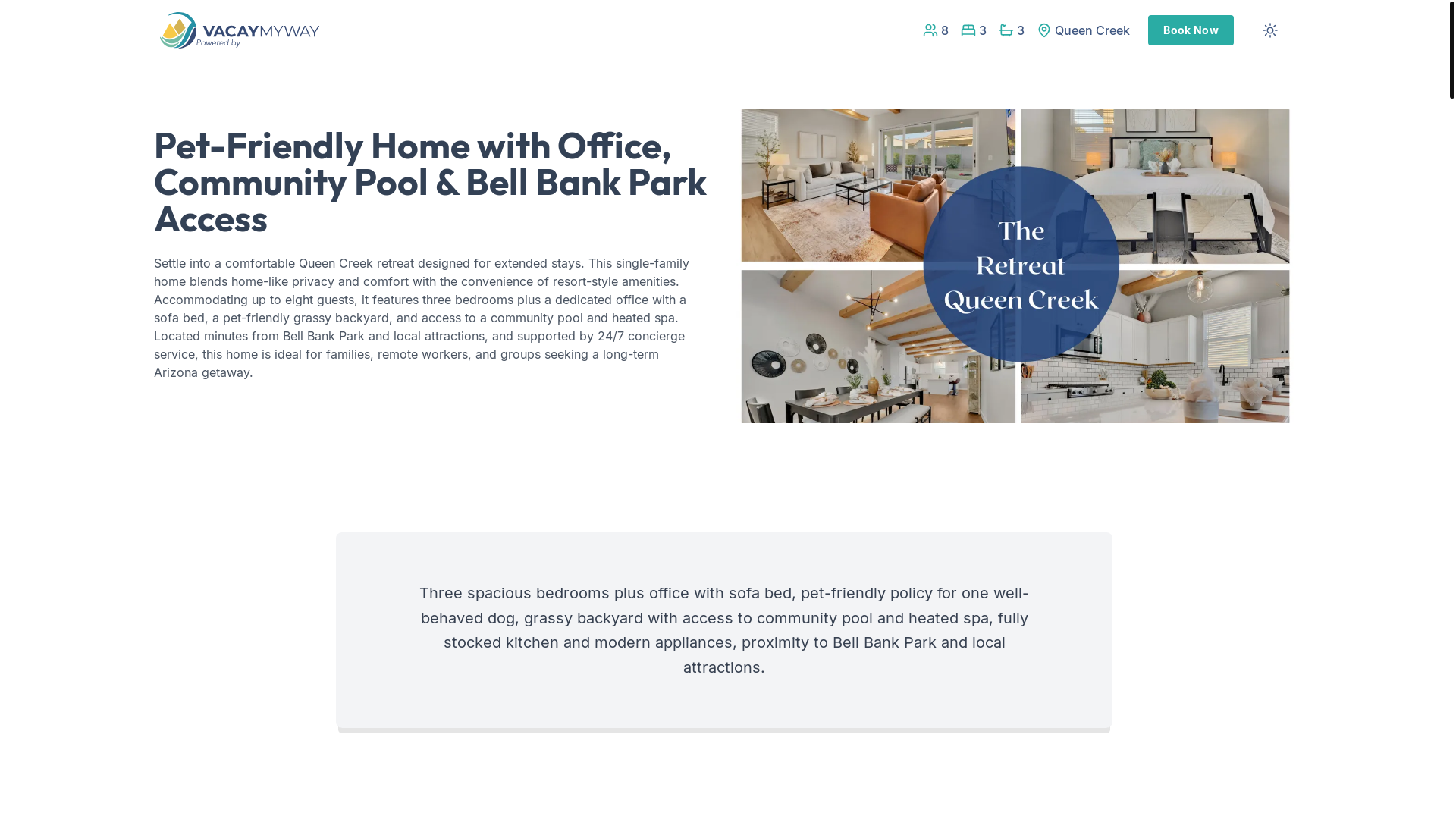 website screenshot of https://relaxcreek.vacations/
