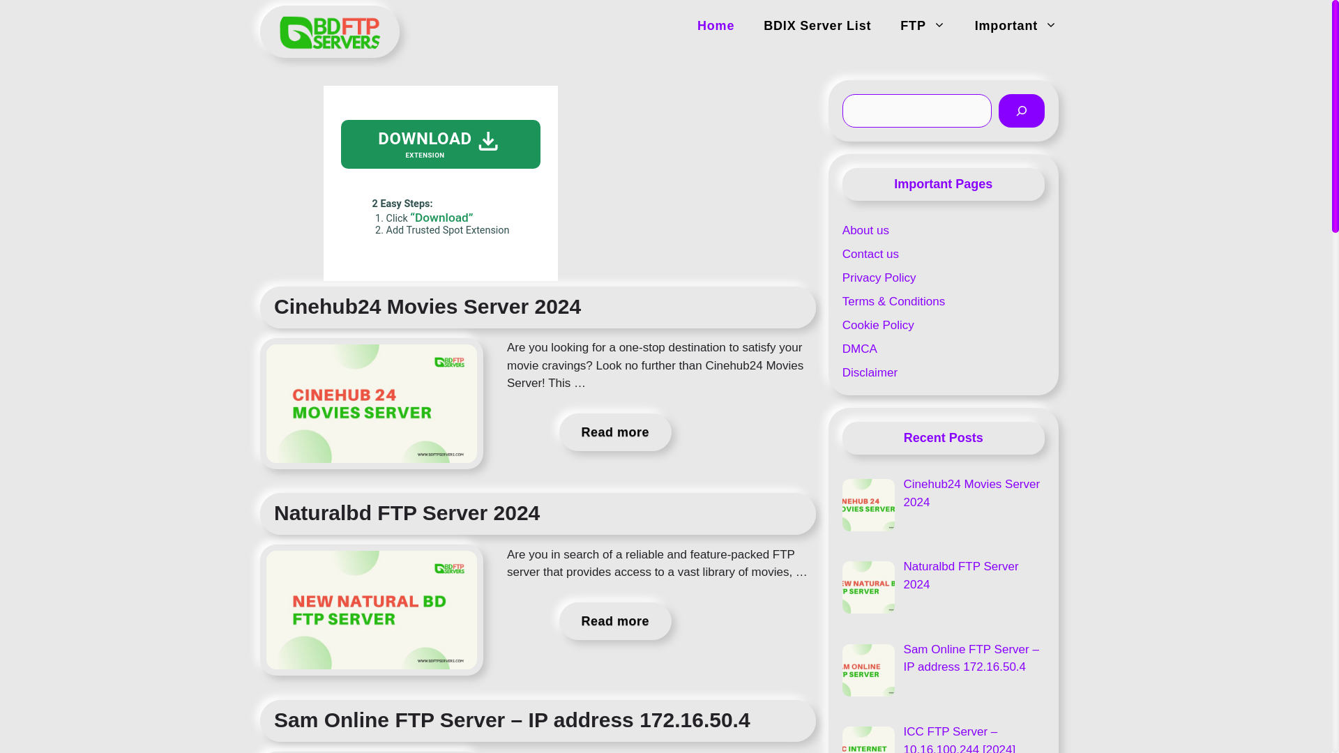 website screenshot of https://bdftpservers.com/