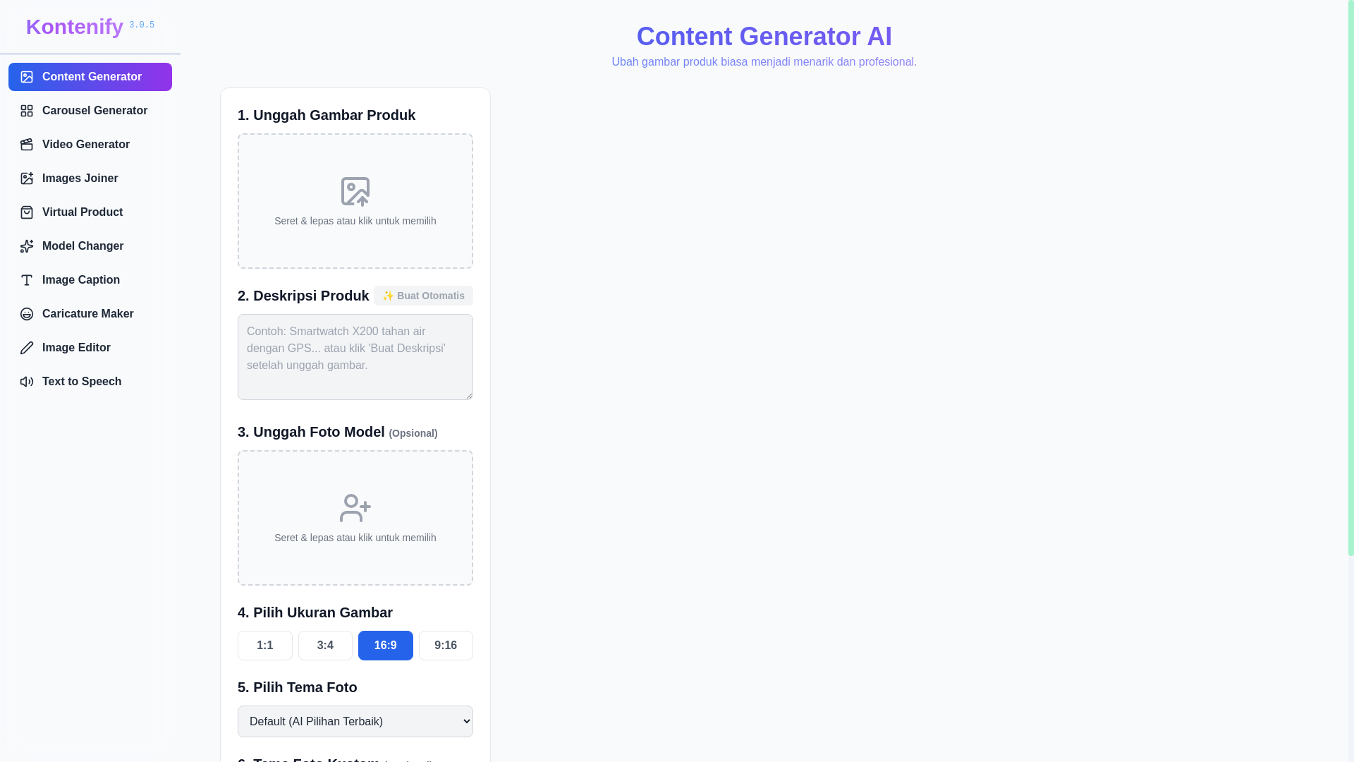 website screenshot of https://kontenify.pages.dev/