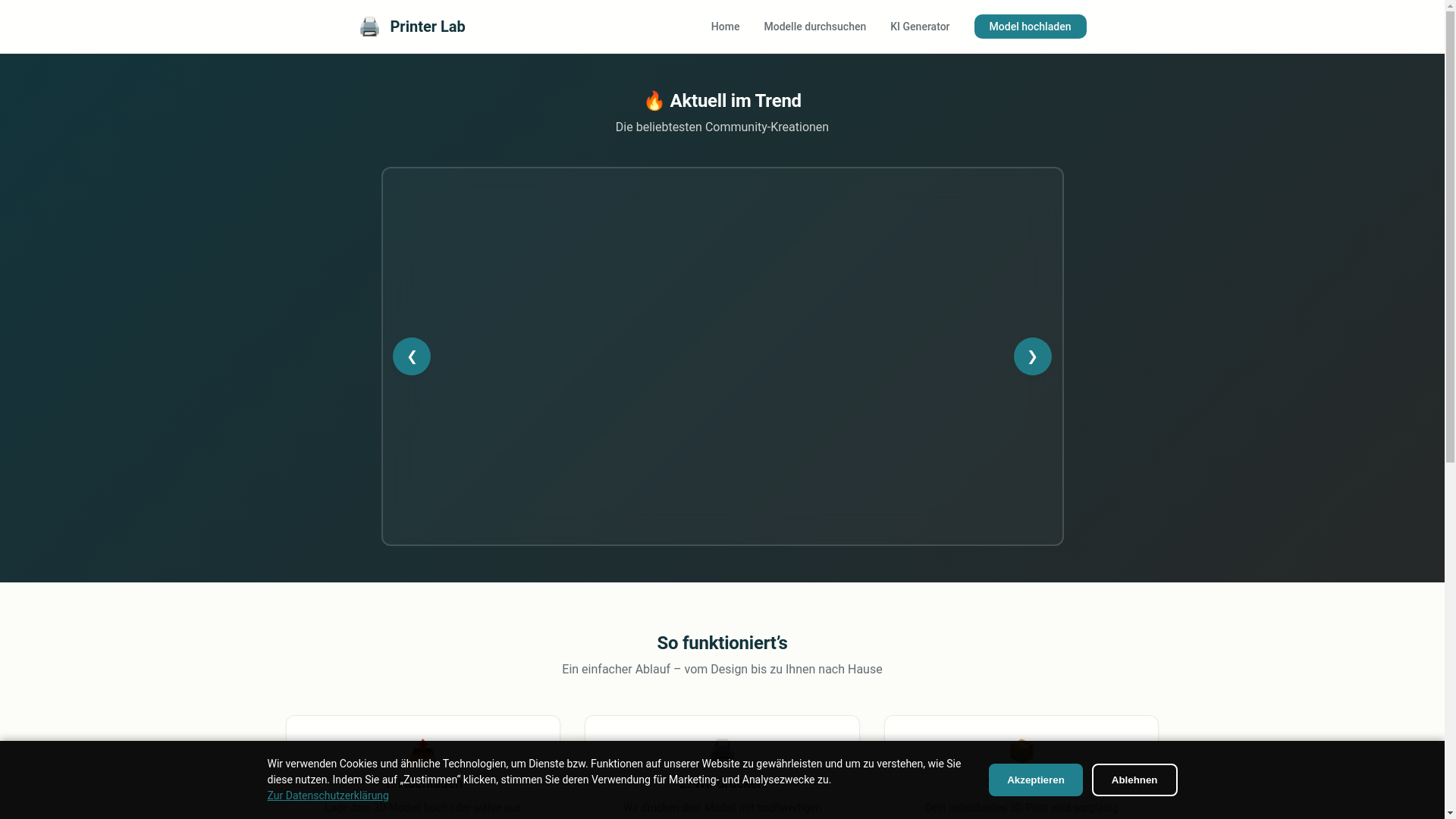 website screenshot of https://printer-lab.de/