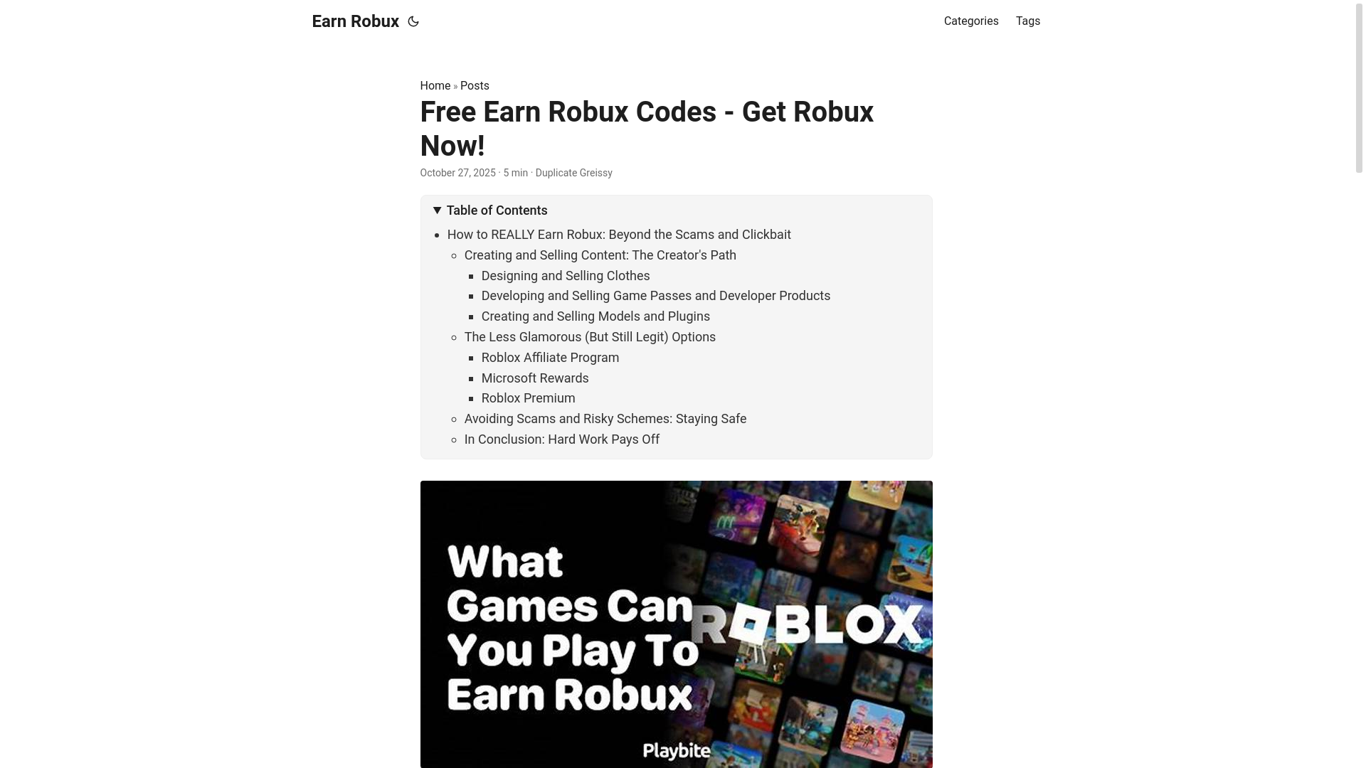 website screenshot of https://earn-robux2.pages.dev/