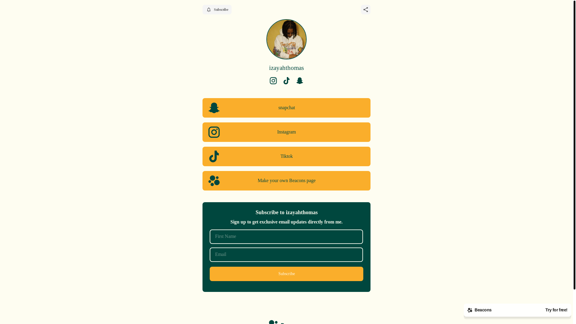 website screenshot of https://izayahthomas.com/
