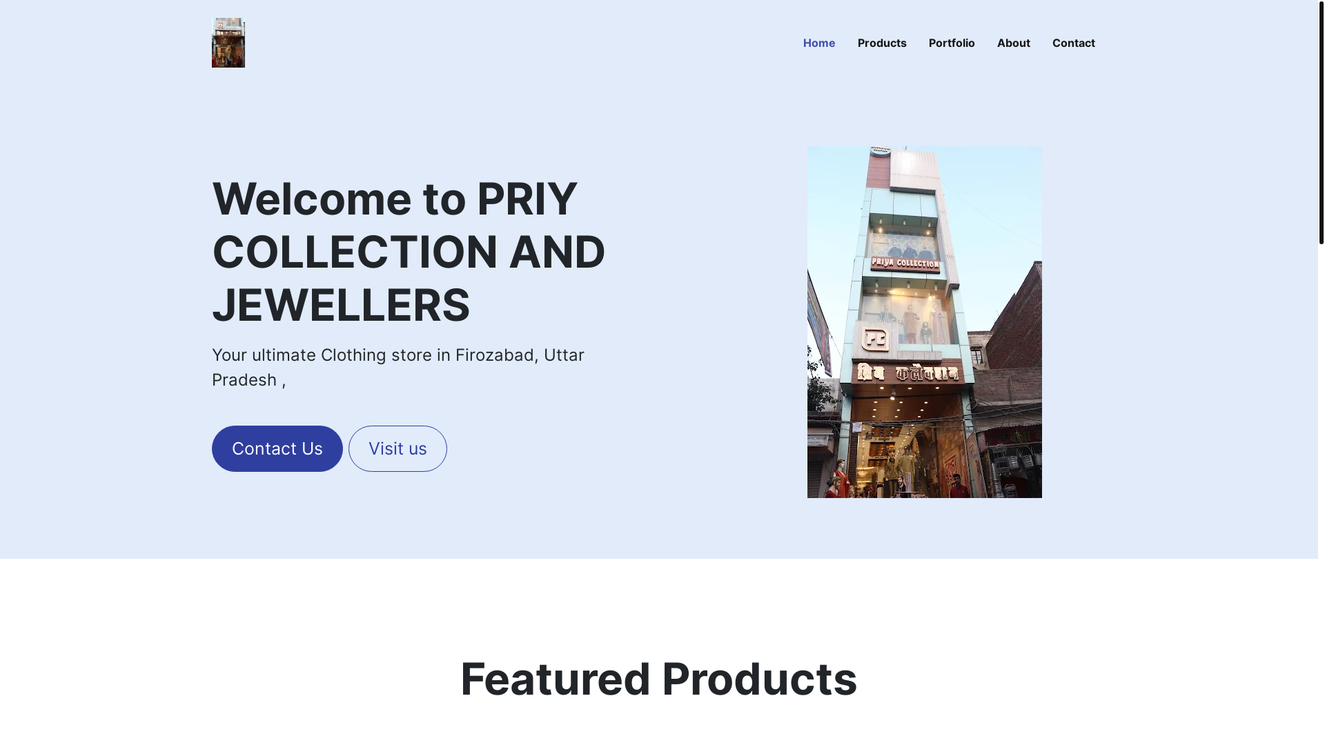 website screenshot of https://priycollectionandjewellers.co.in/