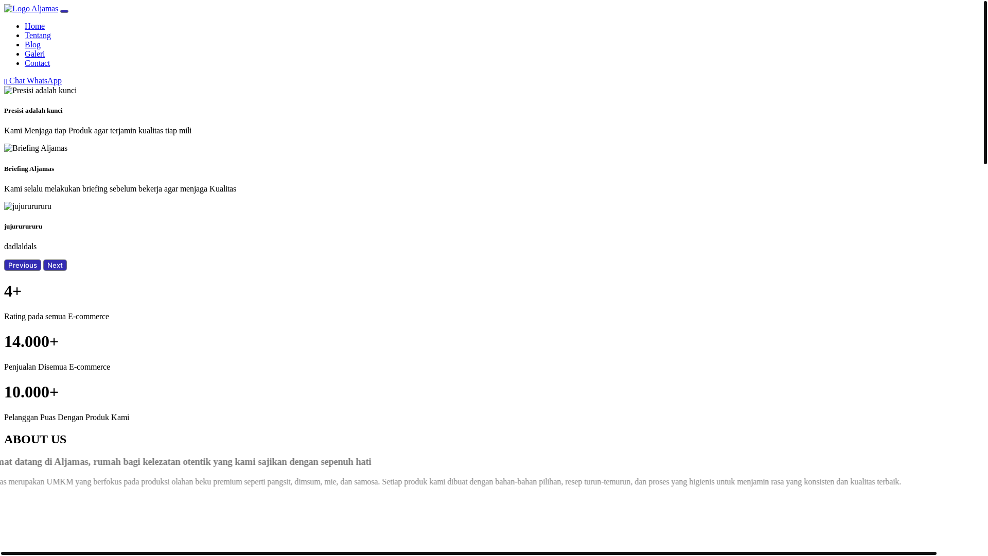 website screenshot of https://aljamasfood.com/