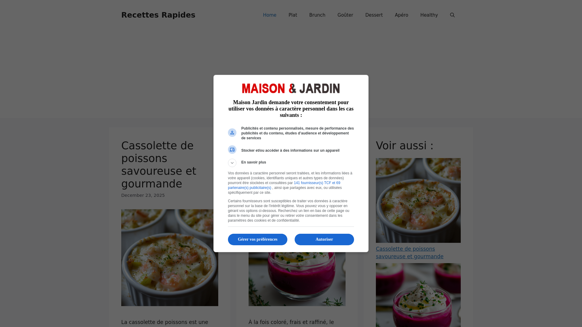 website screenshot of https://recettes-rapides.astucesmaisonjardinage.com/