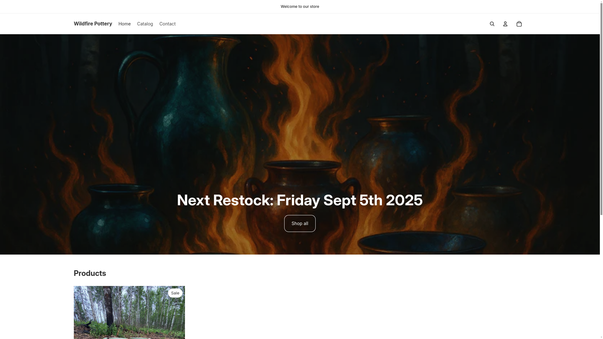 website screenshot of https://wildfirepotteryab.ca/