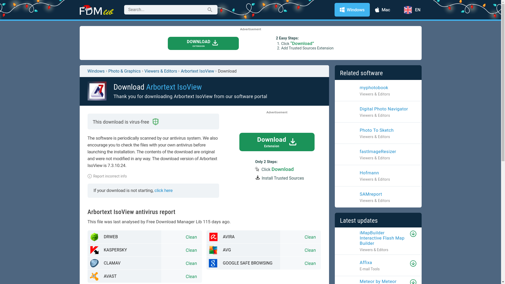 website screenshot of https://download.freedownloadmanager.org/Windows-PC/Arbortext-IsoView/FREE-7.3.10.24.html
