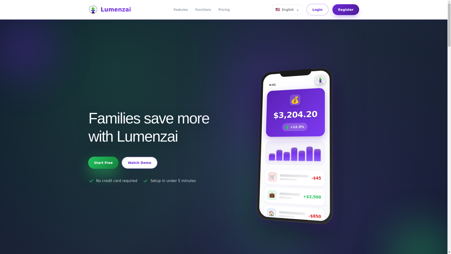 website screenshot of https://lumenzai.pages.dev/