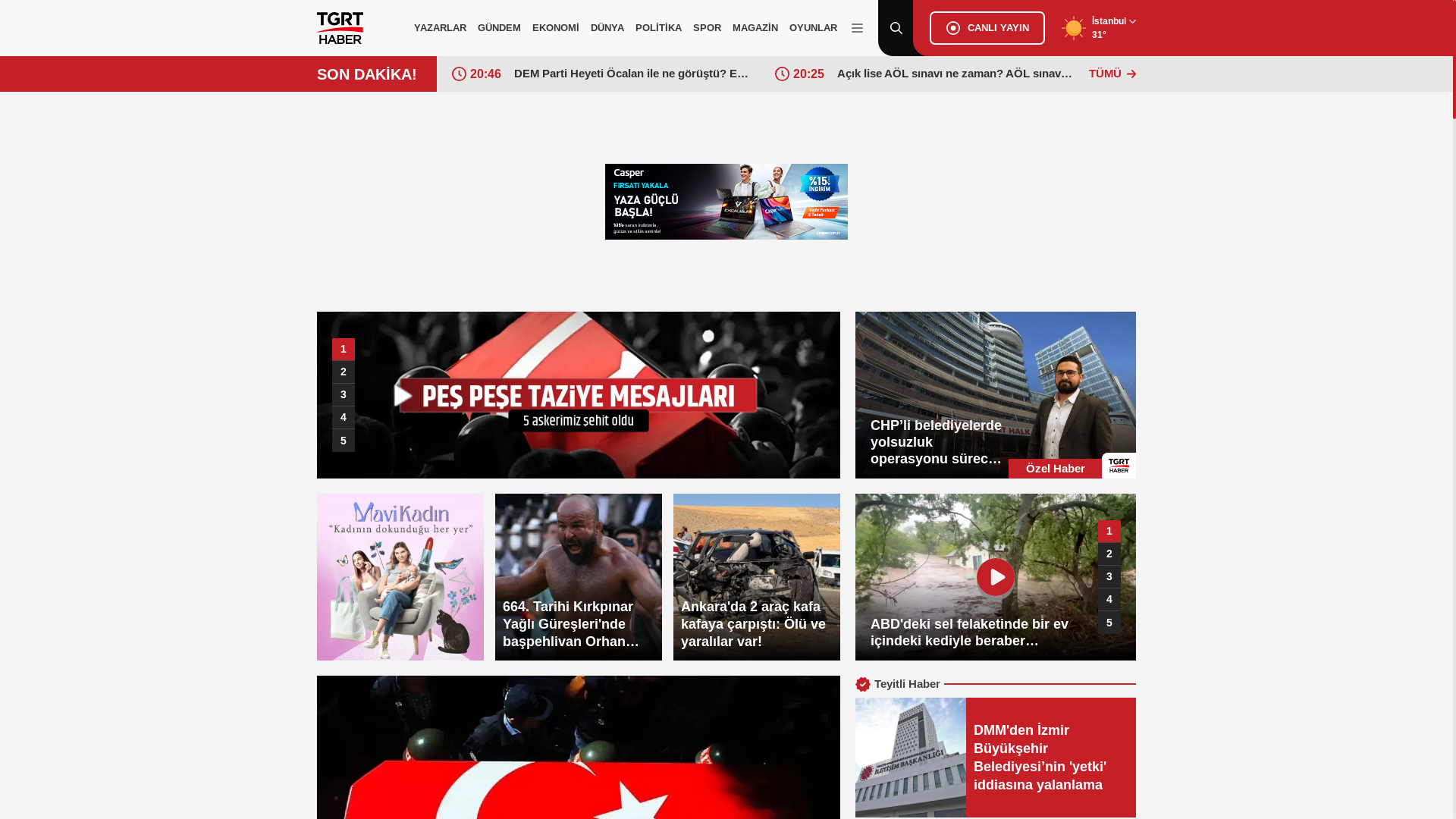 website screenshot of https://tgrthaber.com