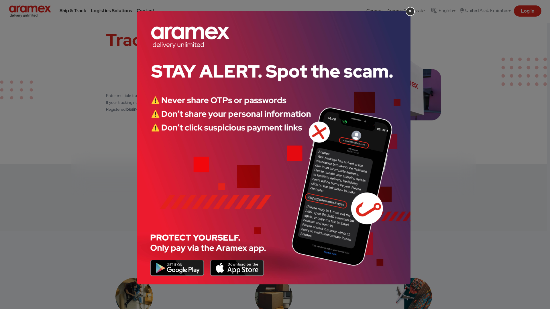 website screenshot of https://aramx-shipkw.com/