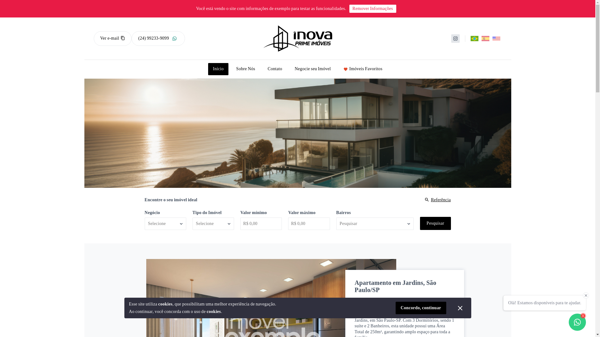 website screenshot of https://inovaprimeimoveis.com.br/