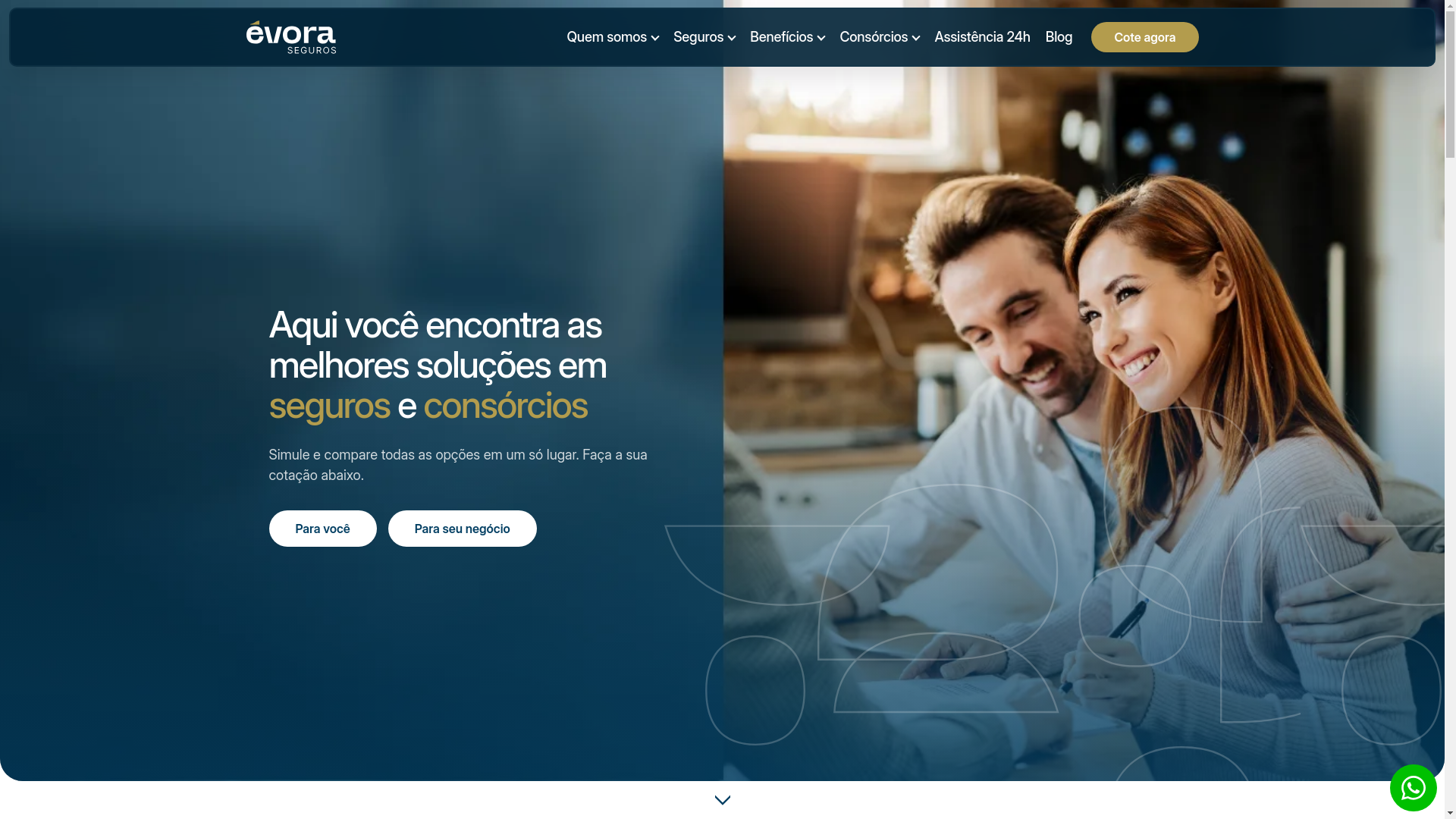 website screenshot of https://evorasegurosfinanceiros.site/