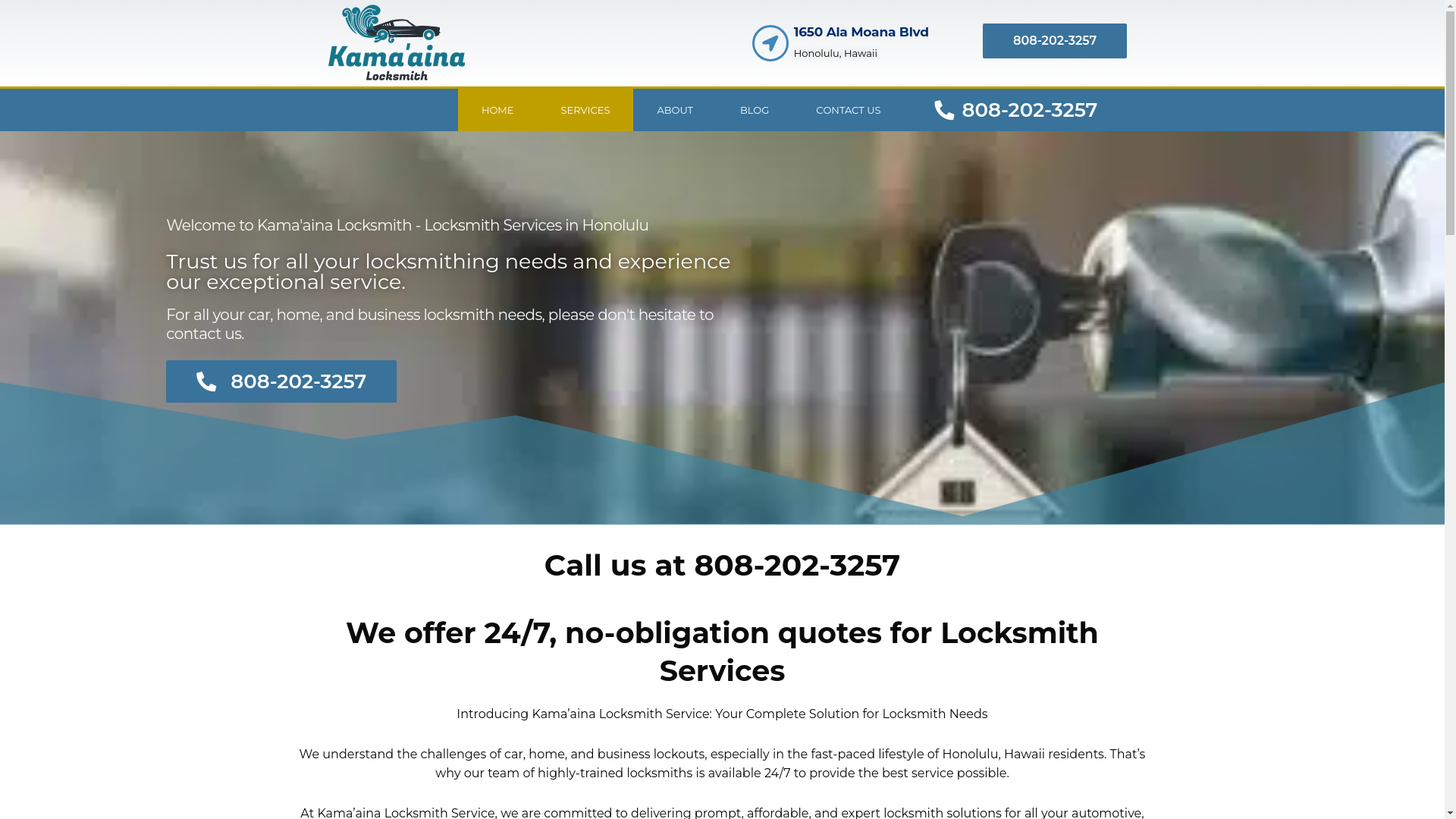 website screenshot of https://golocksmithhonolulu.com/