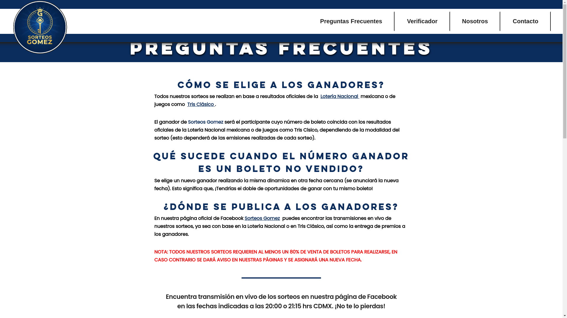 website screenshot of https://sorteosgomez.com/