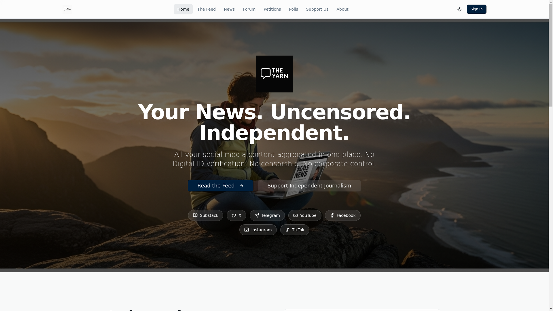 website screenshot of https://theyarn.forum/