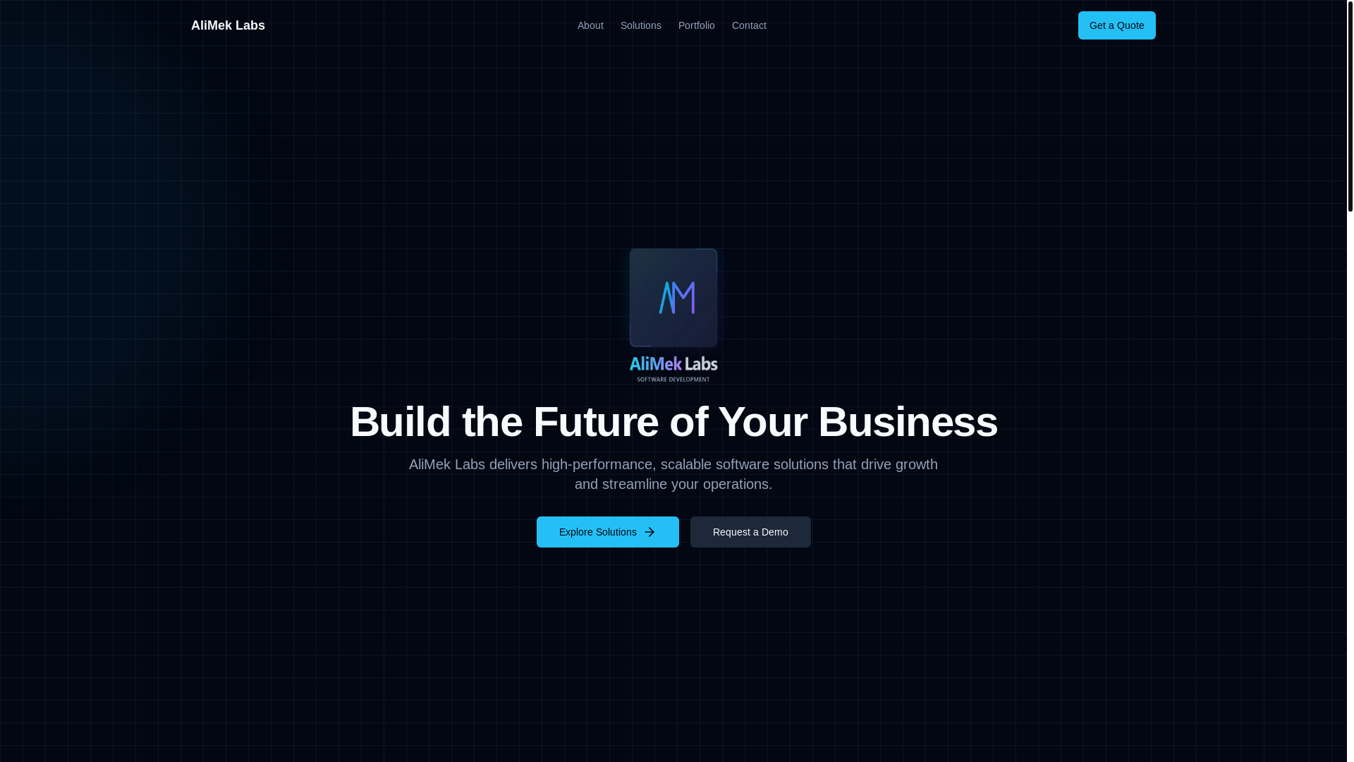 website screenshot of https://alimeklabs.dev/