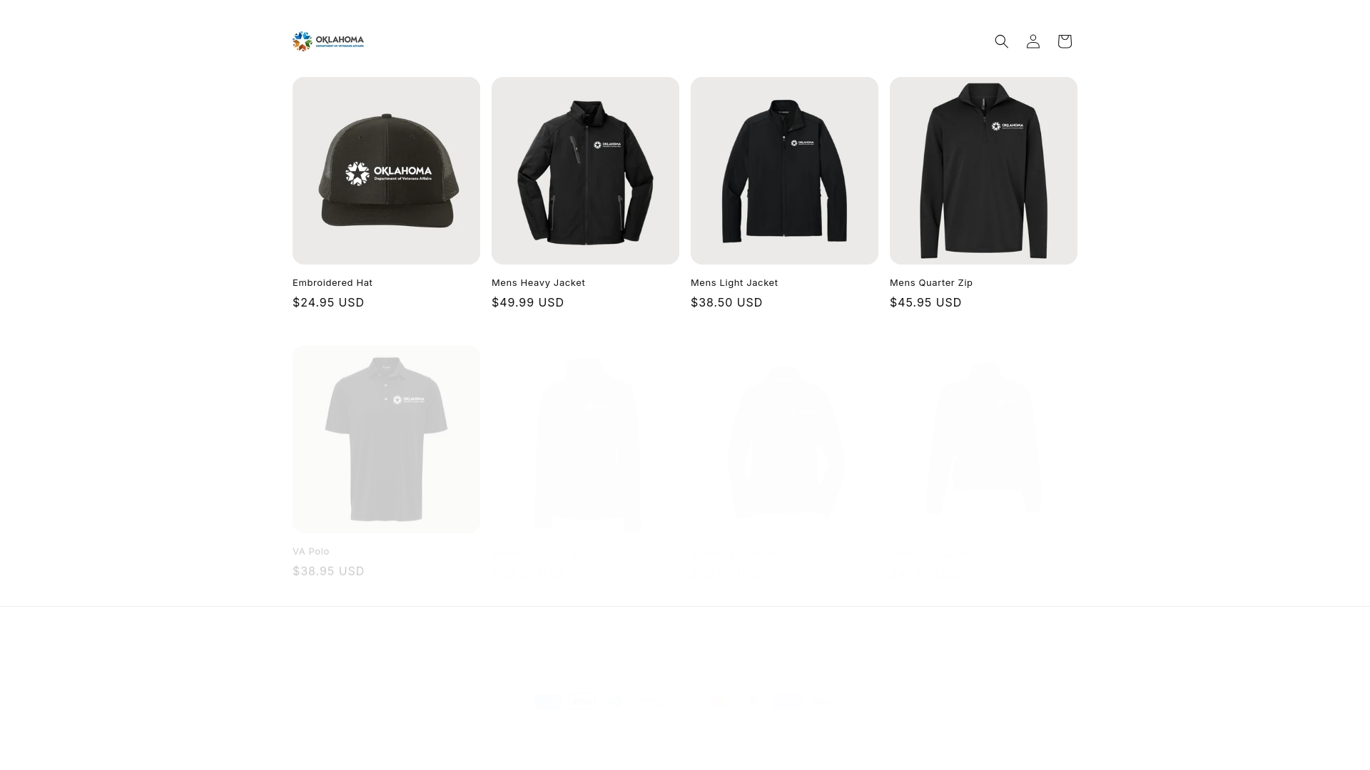 website screenshot of https://vamerch.org/