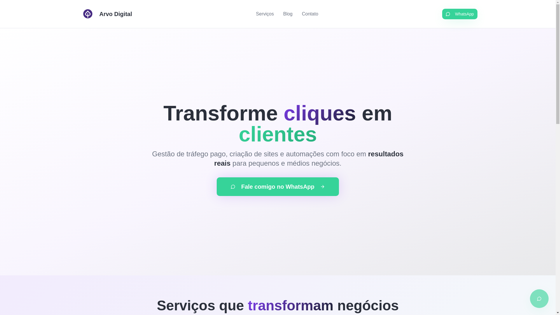 website screenshot of https://arvodigital.com.br/