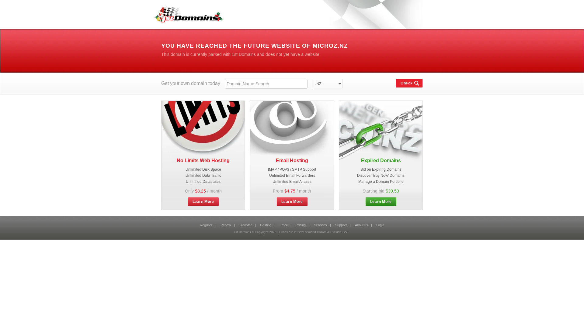 website screenshot of https://microz.nz/