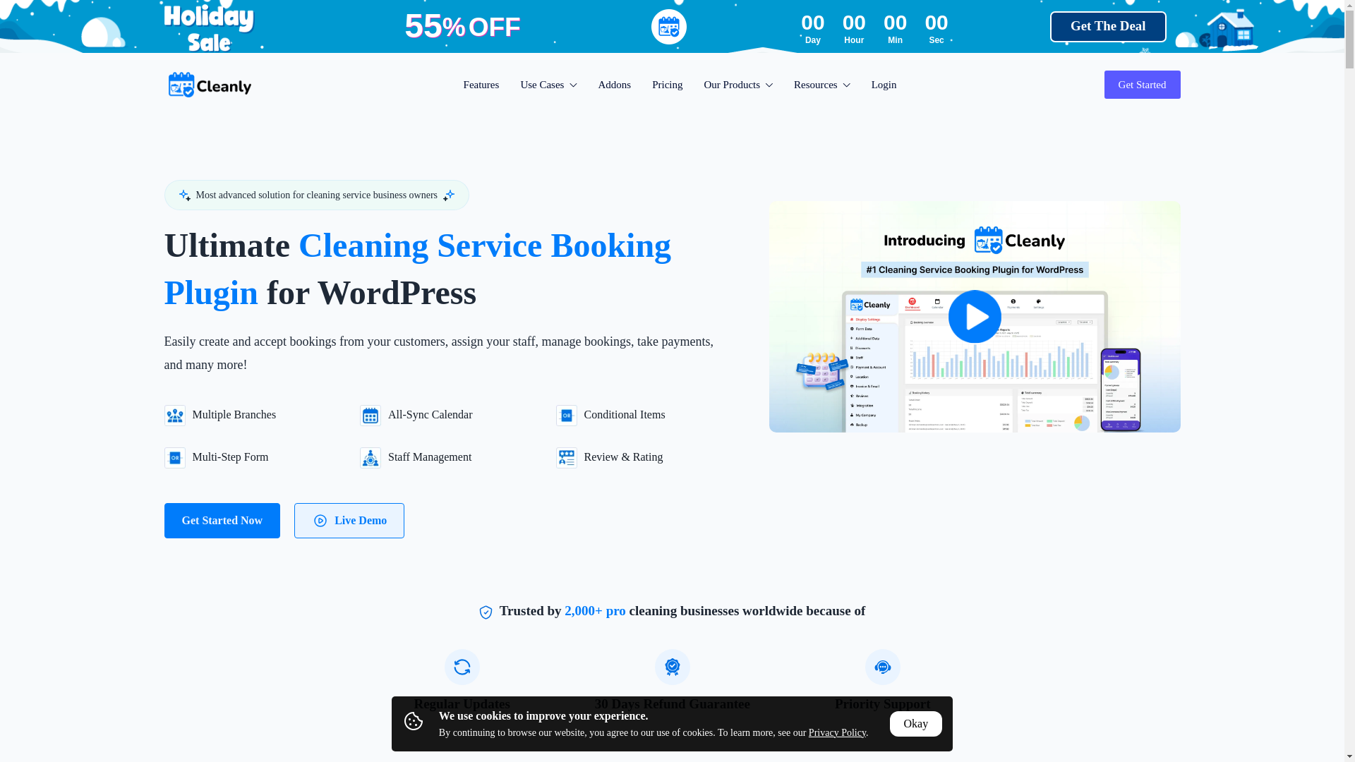 website screenshot of https://getcleanly.net/