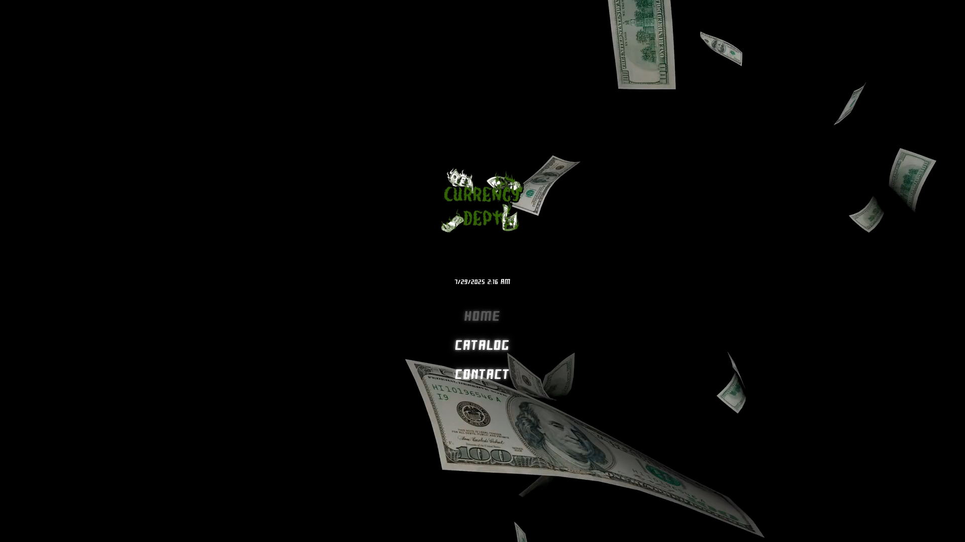 website screenshot of https://currencydept.shop/