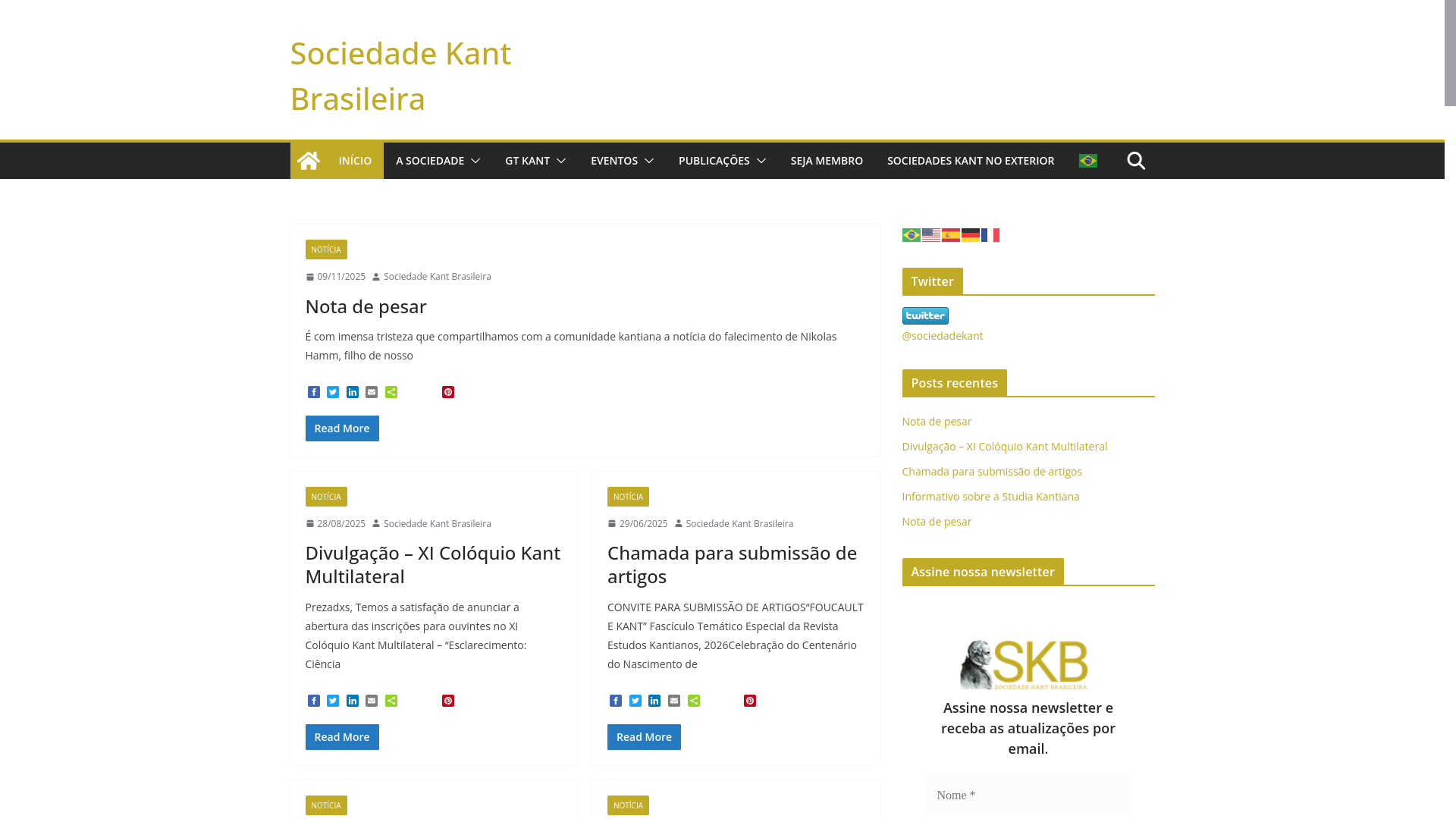 website screenshot of https://sociedadekant.org.br/