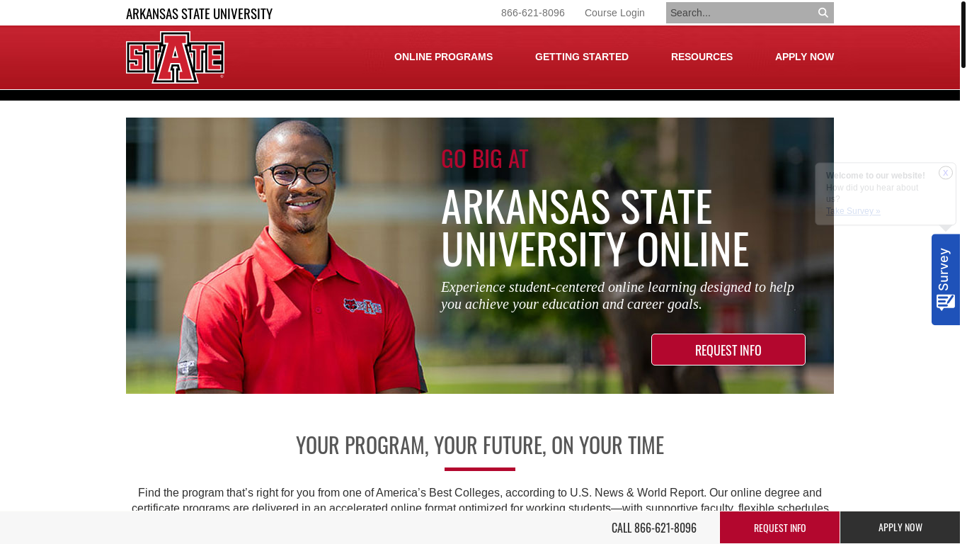 website screenshot of https://degree.astate.edu/