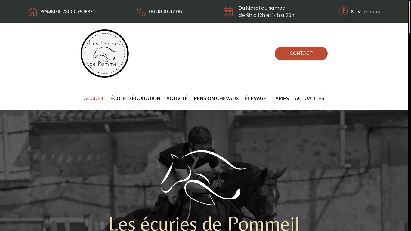 website screenshot of https://les-ecuries-de-pommeil.com/