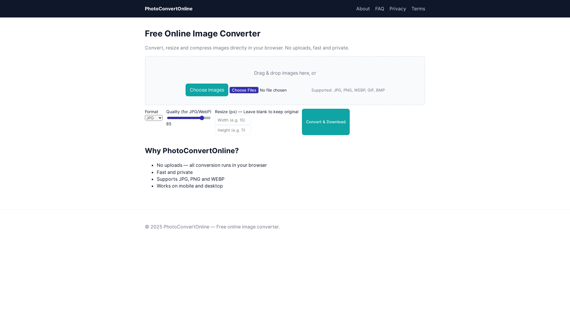 website screenshot of https://photo-convert-online.pages.dev/