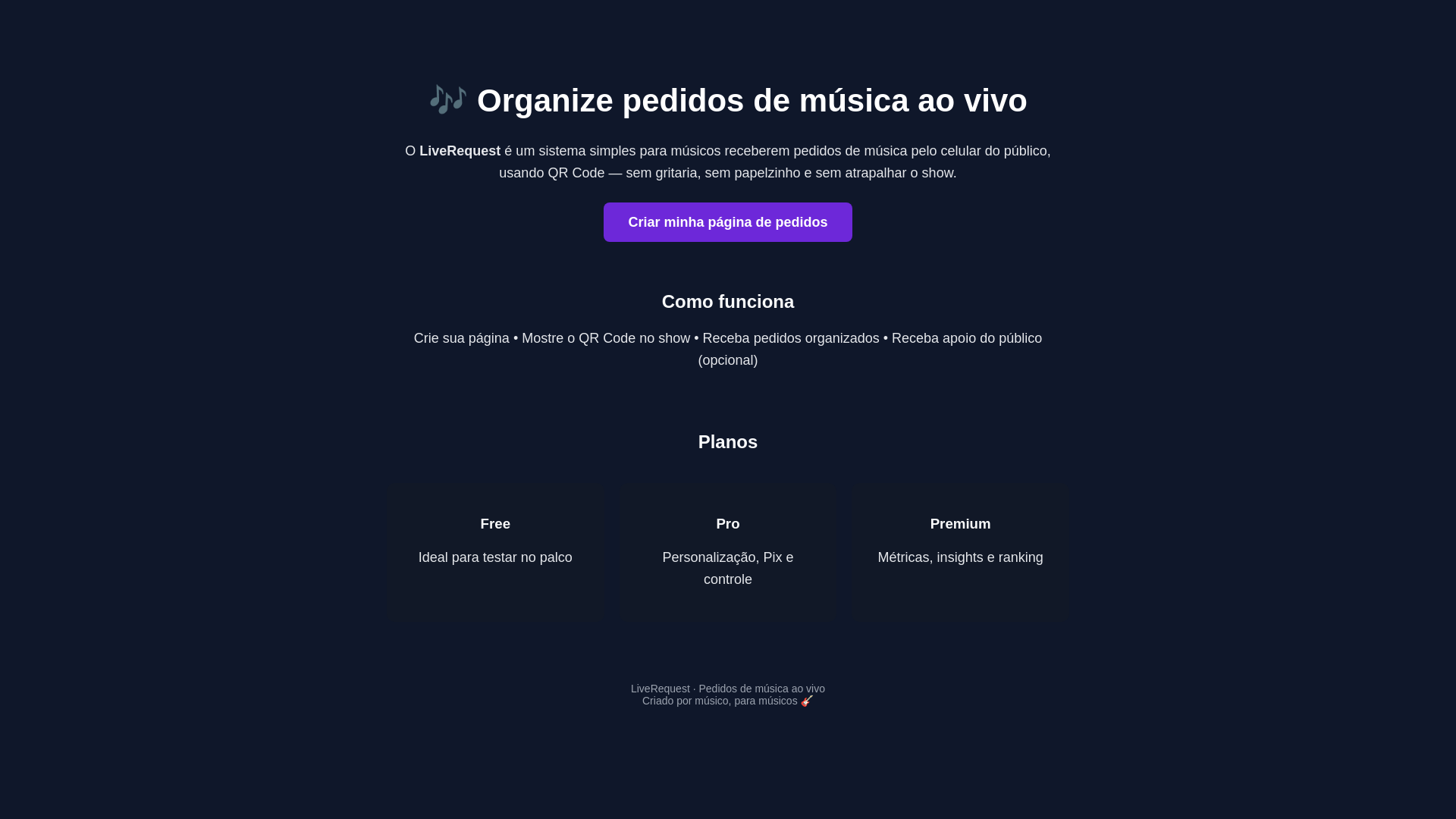 website screenshot of https://liverequest.com.br/