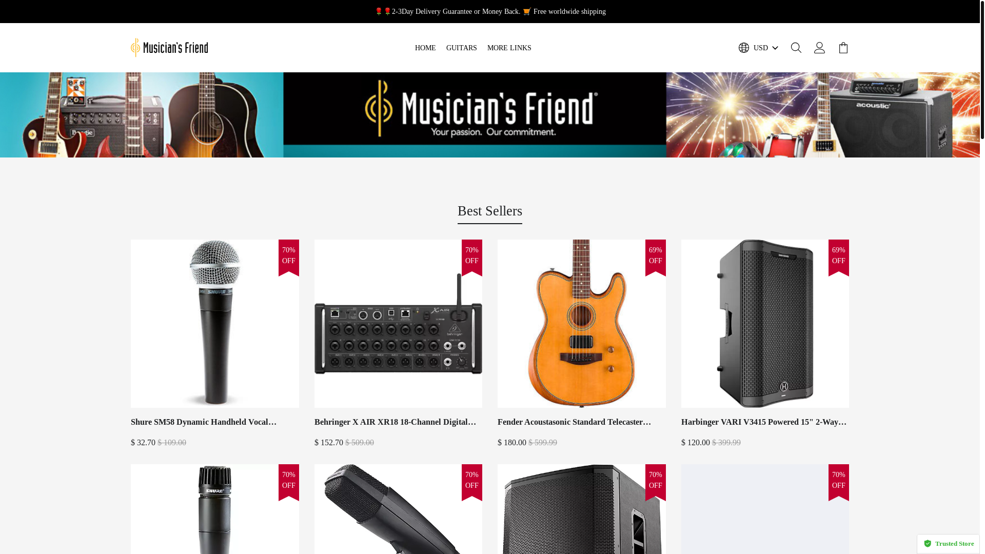 website screenshot of https://musiciensfriend.shop/
