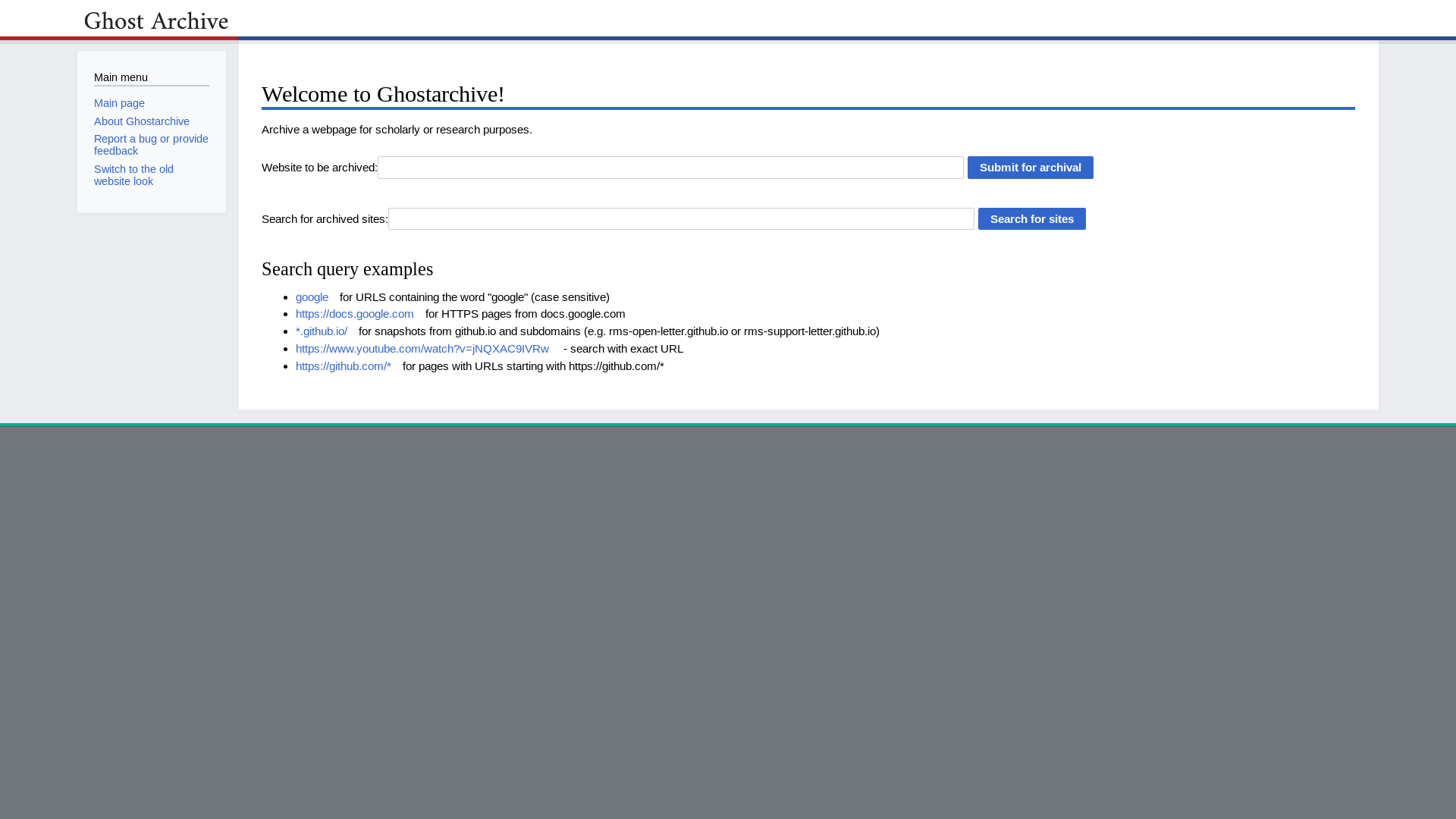 website screenshot of https://ghostarchive.org/