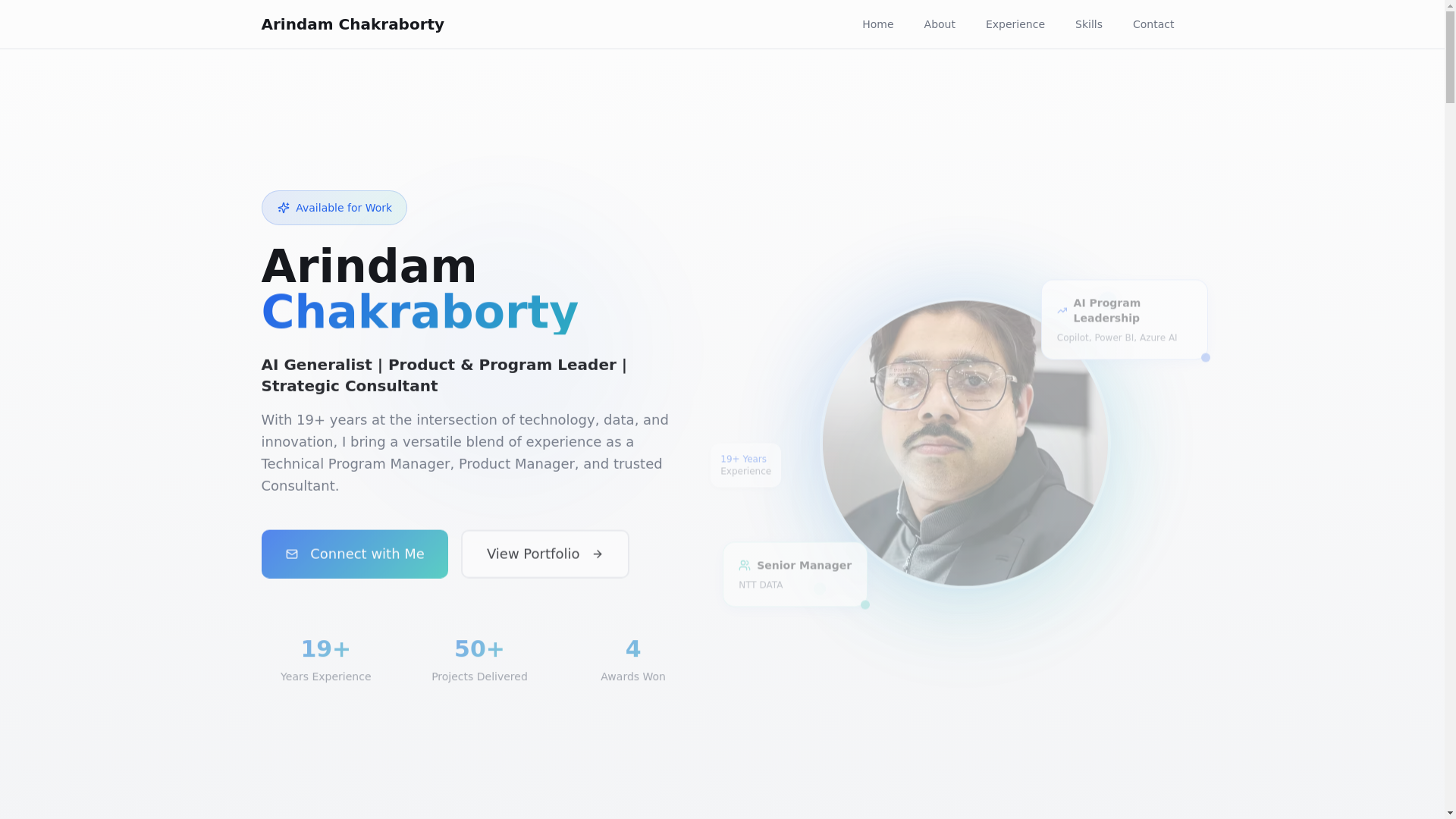 website screenshot of https://arindampriya.com/